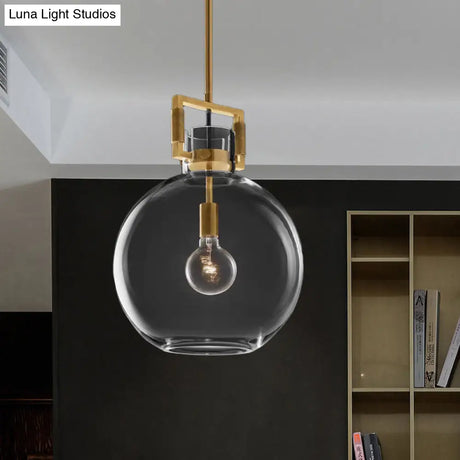 Postmodern Brass Pendant Light With Clear Glass Shade - Dome/Globe/Cone Design 12’/12.5’/14’ Wide