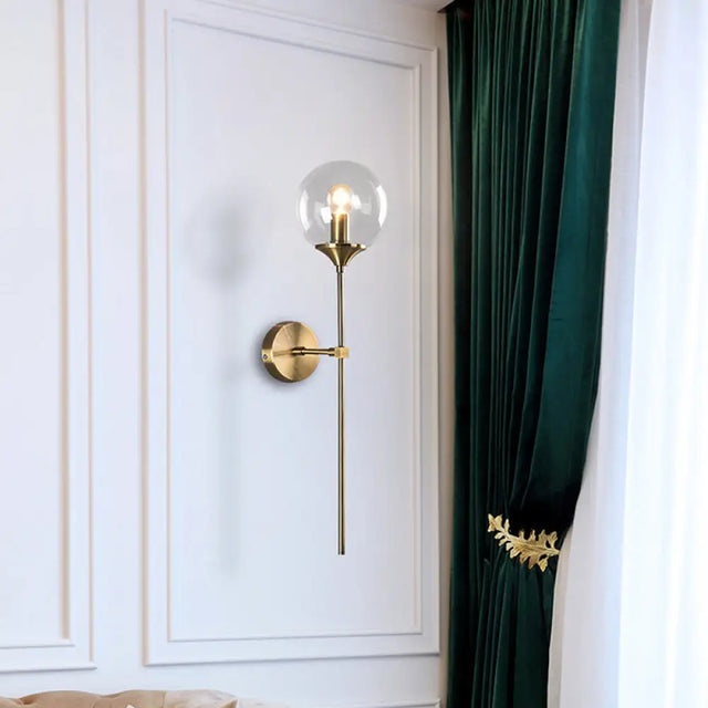 Postmodern Clear/Amber/Smoke Grey Glass Single Brass Wall Lamp Clear