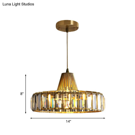 Postmodern Crystal 1-Light Gold Hat Pendant For Dining Room Ceiling