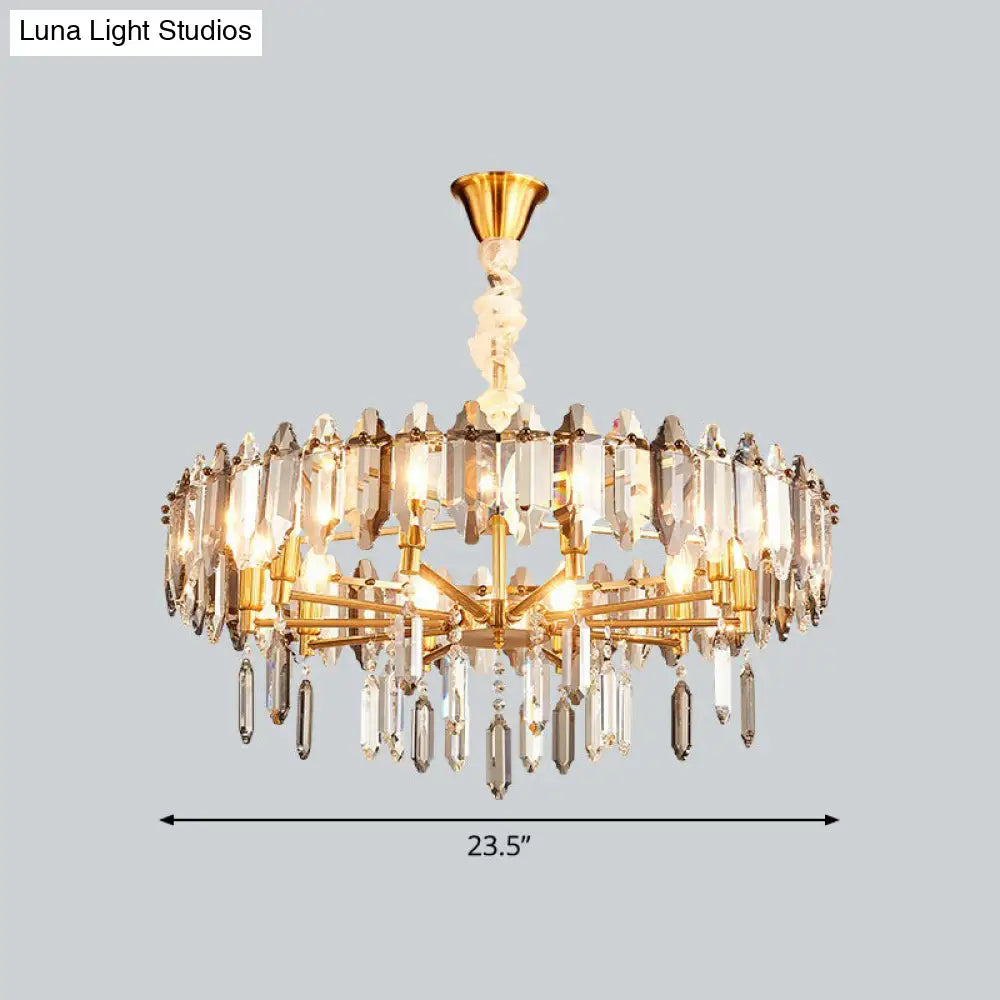 Postmodern Crystal Chandelier For Living Room With Clear Loop Shade 8 /
