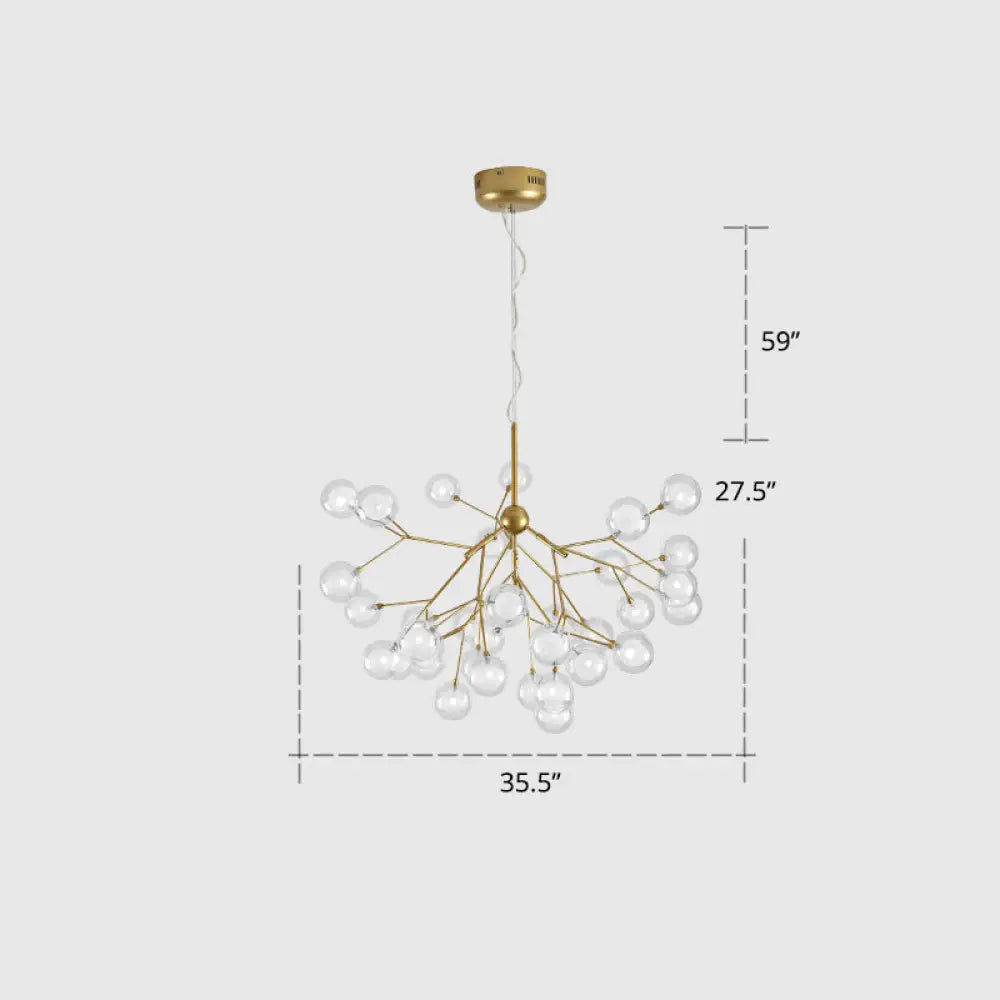 Postmodern Firefly Pendant Lamp With Double Glass Bubbles Ideal For Restaurants 45 / Gold