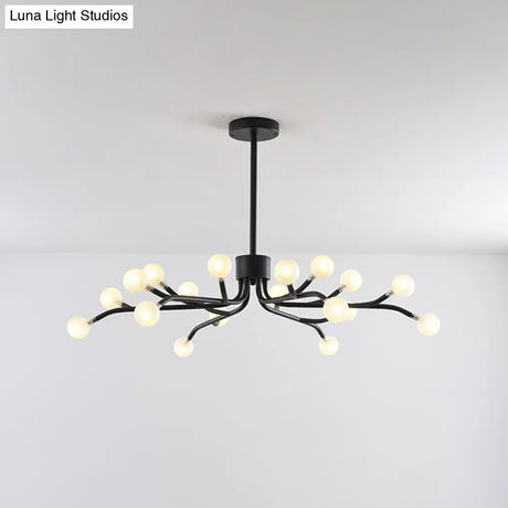 Postmodern Frosted Glass 18-Head Chandelier Lamp Pendant For Dining Room In Black/Gold