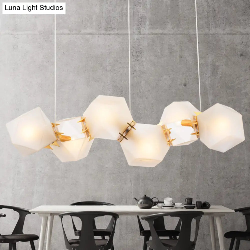 Postmodern Geometric Frosted Glass Chandelier - Gold Hanging Lamp Kit (6/8/10 Heads)