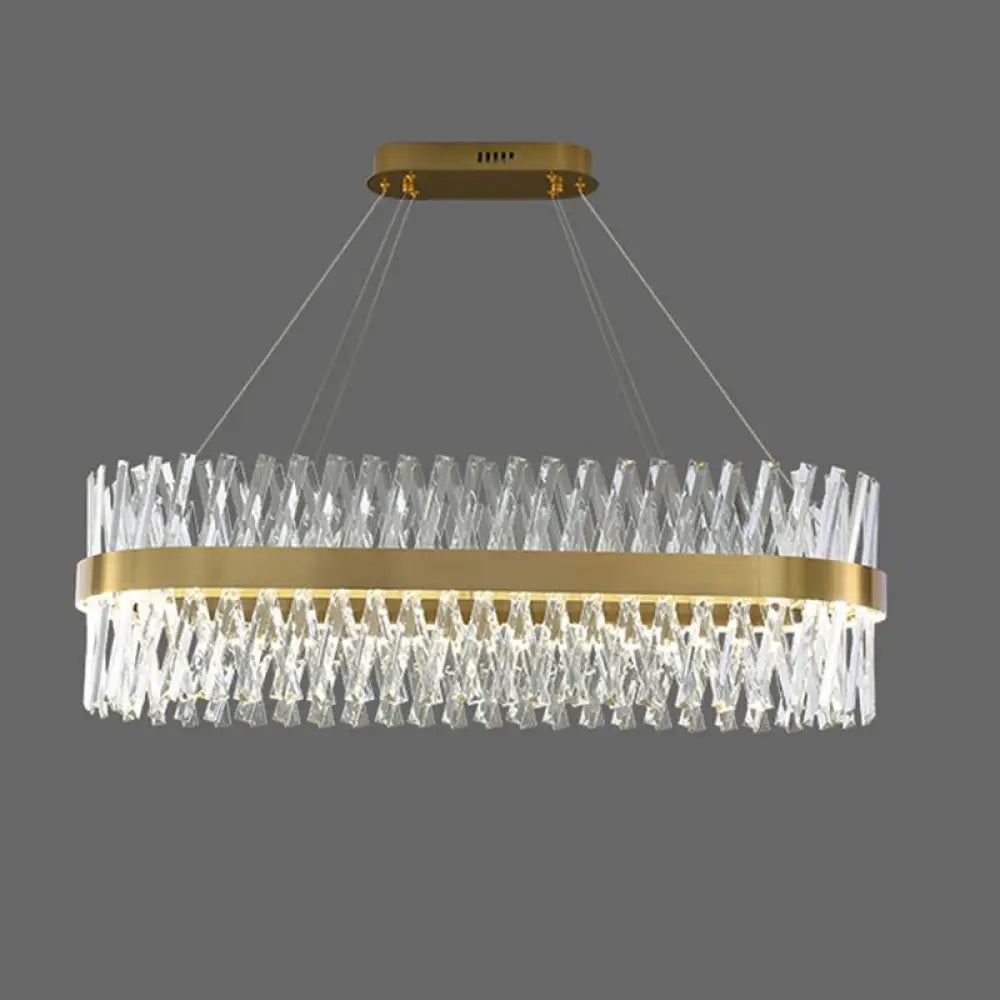 Postmodern Geometric K9 Crystal Pendant Light In Gold For Bedroom Or Island With Led / 39 Oval