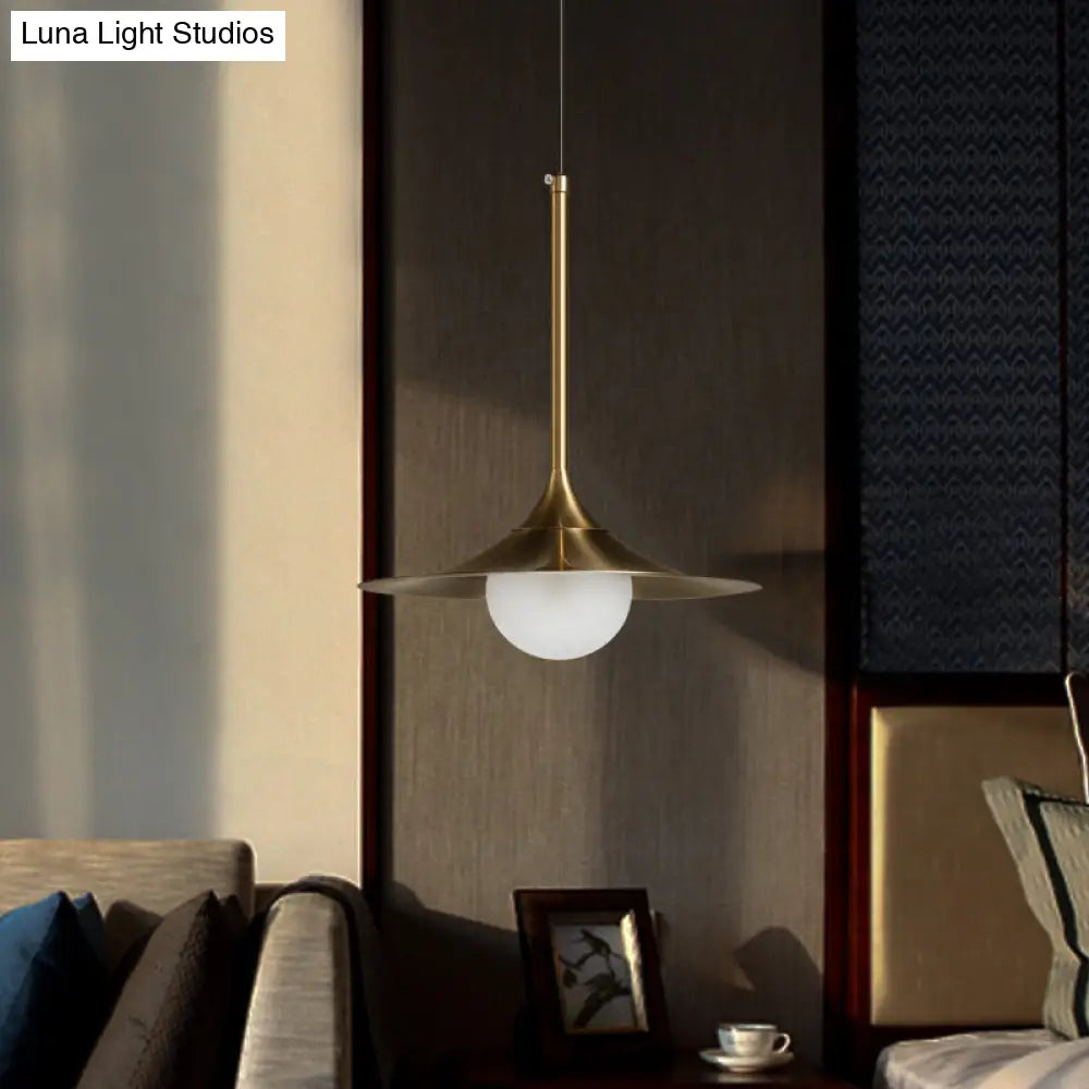 Modern Gold Geometric Ceiling Pendant Light - Single Metallic Hanging Lamp / F