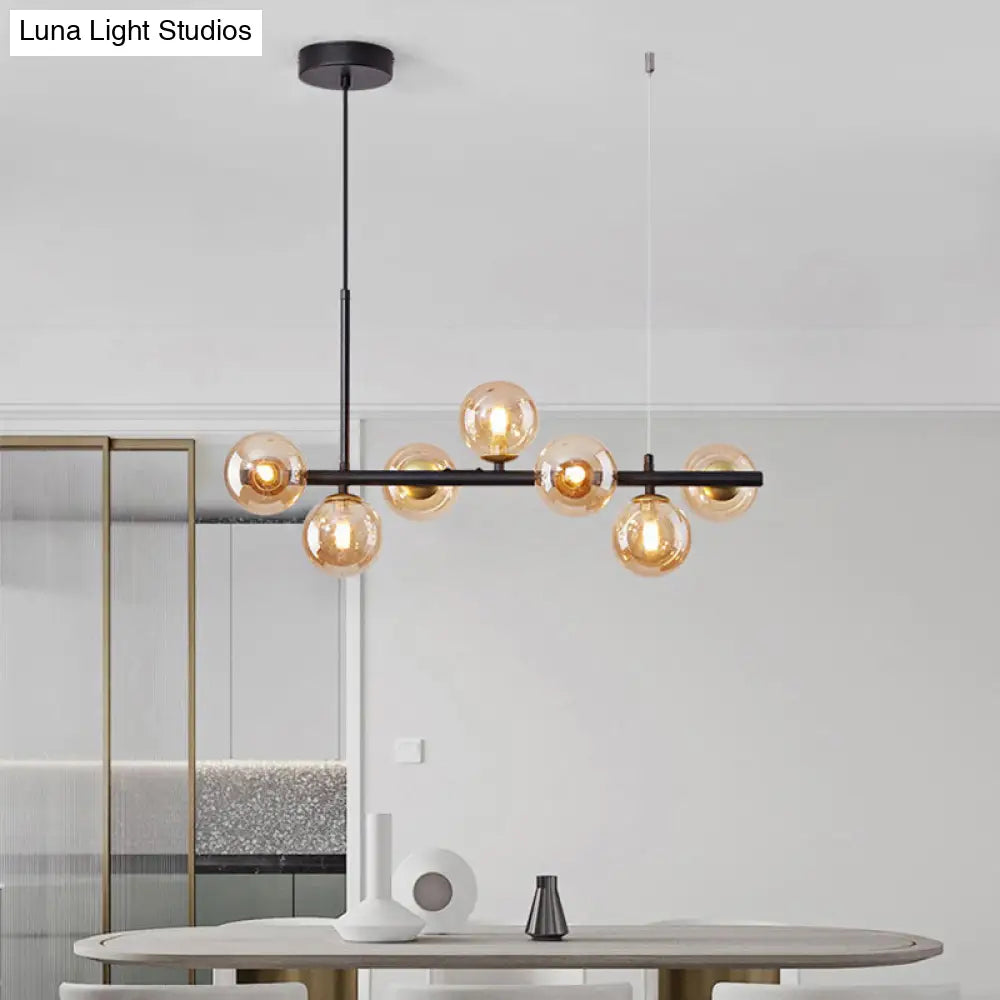 Postmodern Glass Ball Pendant Light For Kitchen - Multiple Colors & Gold/Black Finish 7/9/11 Lights