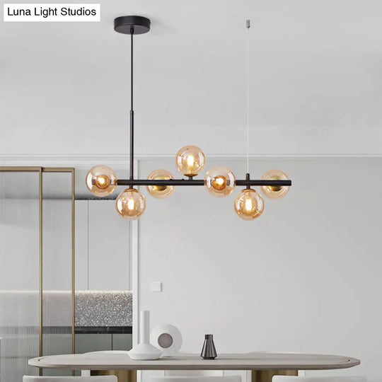 Postmodern Glass Ball Pendant Light For Kitchen - Multiple Colors & Gold/Black Finish 7/9/11 Lights