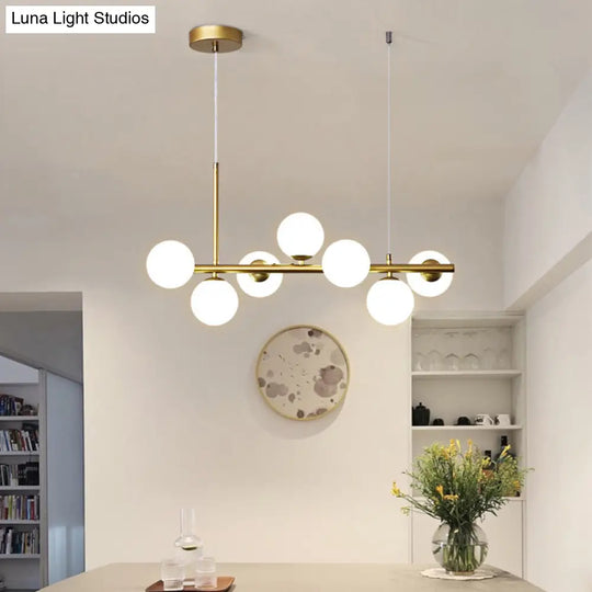 Postmodern Glass Ball Pendant Light For Kitchen - Multiple Colors & Gold/Black Finish 7/9/11 Lights