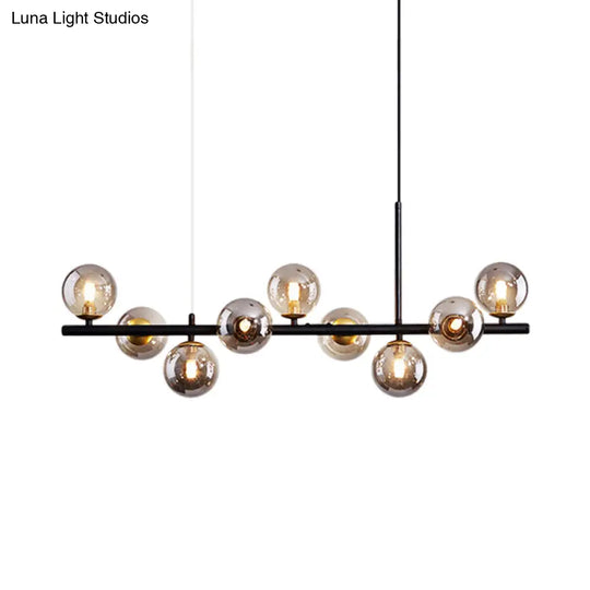 Postmodern Glass Ball Pendant Light For Kitchen - Multiple Colors & Gold/Black Finish 7/9/11 Lights