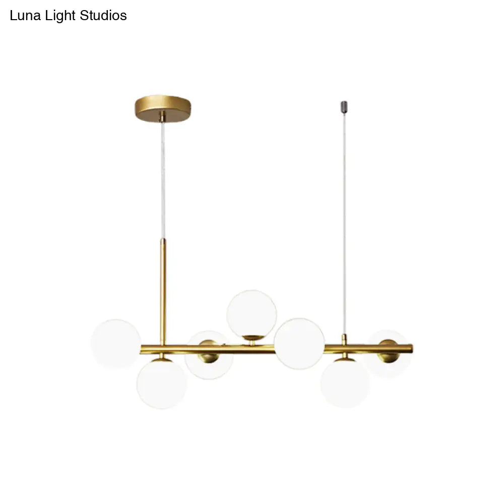 Postmodern Glass Ball Pendant Light For Kitchen - Multiple Colors & Gold/Black Finish 7/9/11 Lights