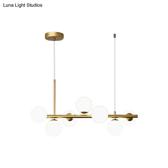 Postmodern Glass Ball Pendant Light For Kitchen - Multiple Colors & Gold/Black Finish 7/9/11 Lights