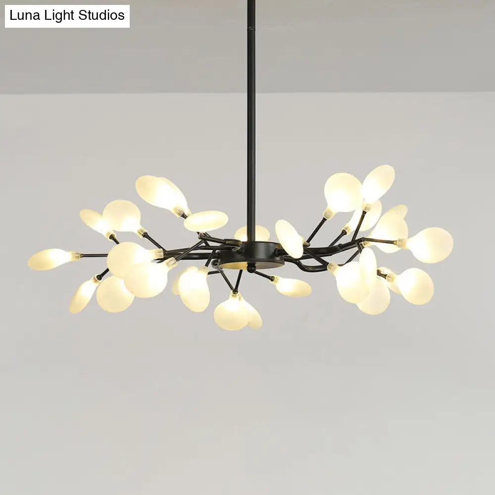 Firefly Chandelier: Modern Glass Ceiling Lamp For Living Room 30 / Black Milk White
