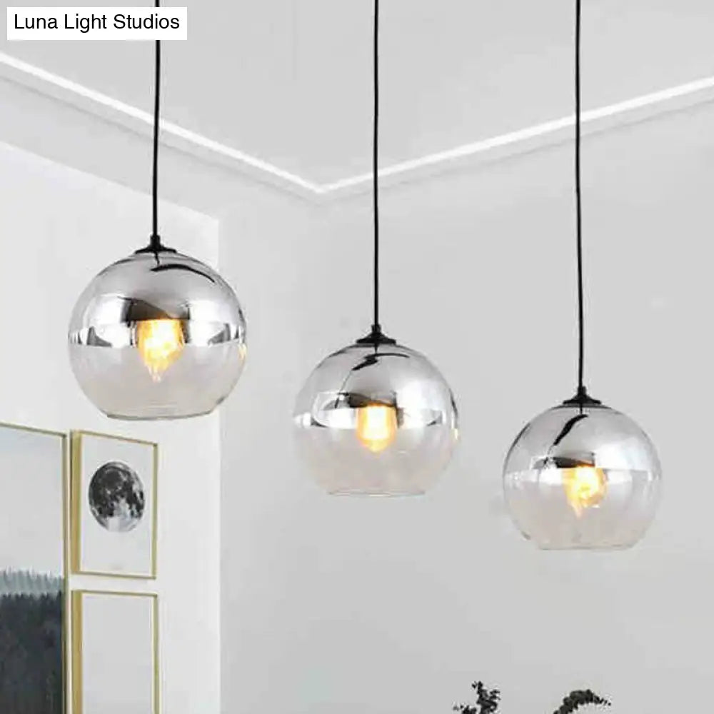 Sleek Electroplate Glass Pendant Light For Dining Room - Postmodern Single Ceiling Hang Design