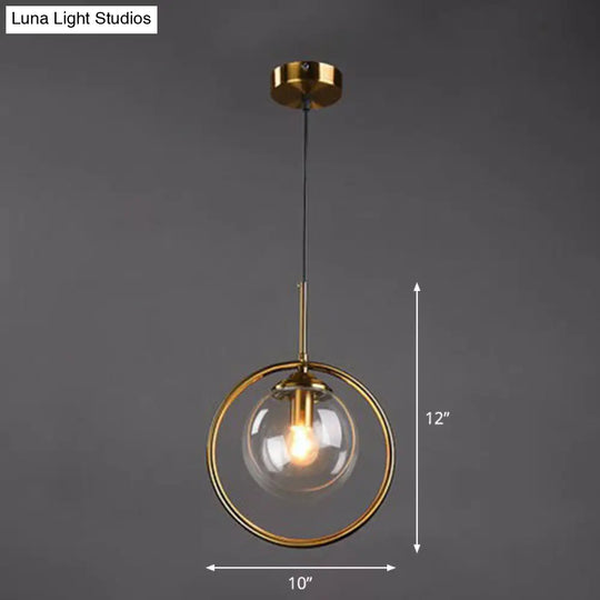 Postmodern Glass Pendant Light With Down Lighting - 1-Light Kitchen Hanging Fixture Clear