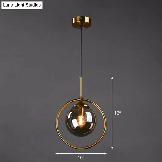 Postmodern Glass Pendant Light With Down Lighting - 1-Light Kitchen Hanging Fixture Smoke Gray