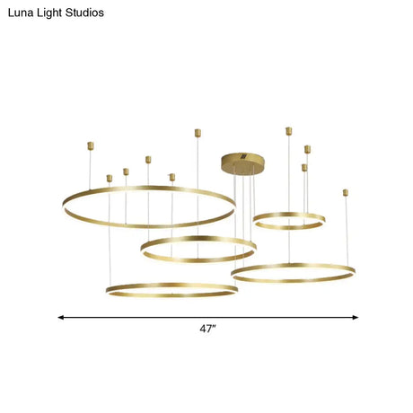 Postmodern Gold Led Hoop Chandelier - 3/4/5 Tiers Ideal For Living Room