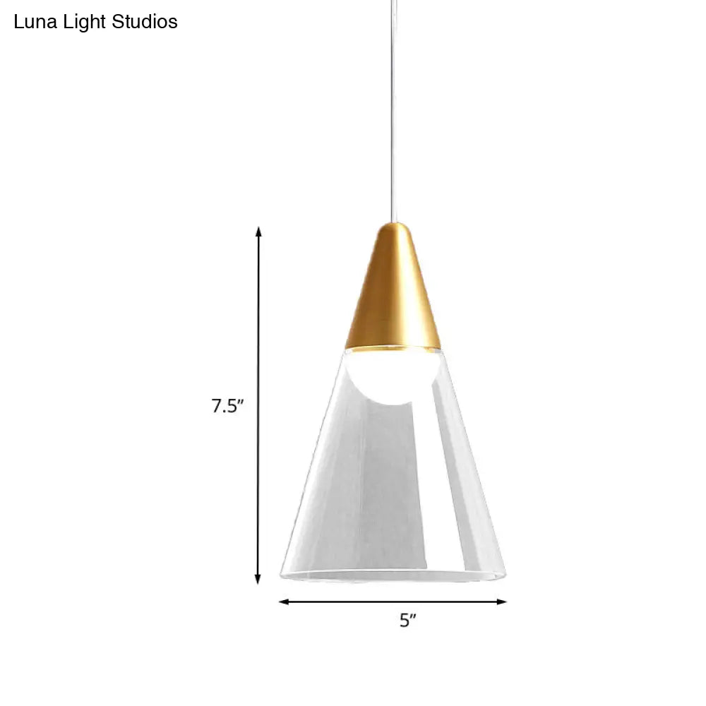 Gold Tapered Pendant Lamp: Postmodern Smoke Gray Glass Ceiling Light