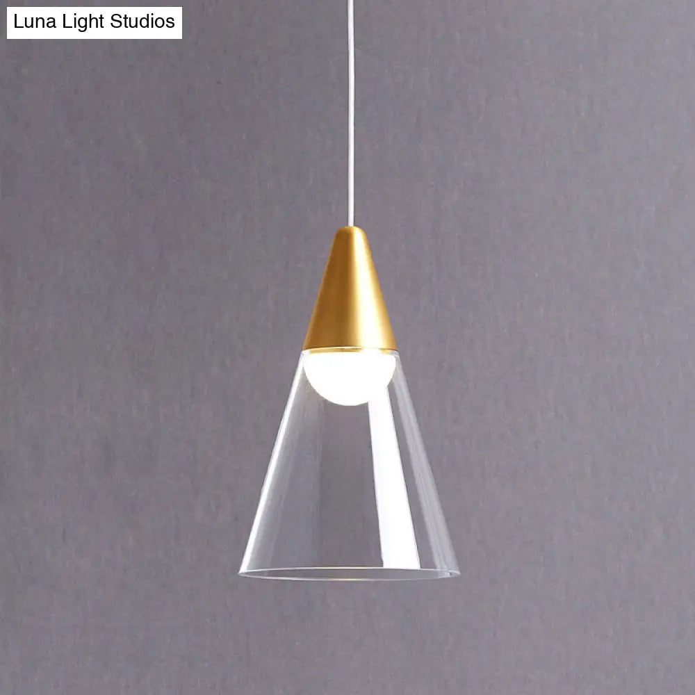 Gold Tapered Pendant Lamp: Postmodern Smoke Gray Glass Ceiling Light
