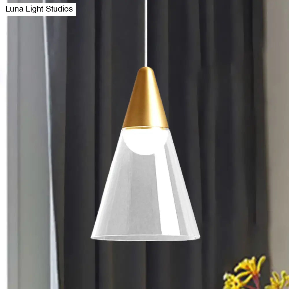 Gold Tapered Pendant Lamp: Postmodern Smoke Gray Glass Ceiling Light