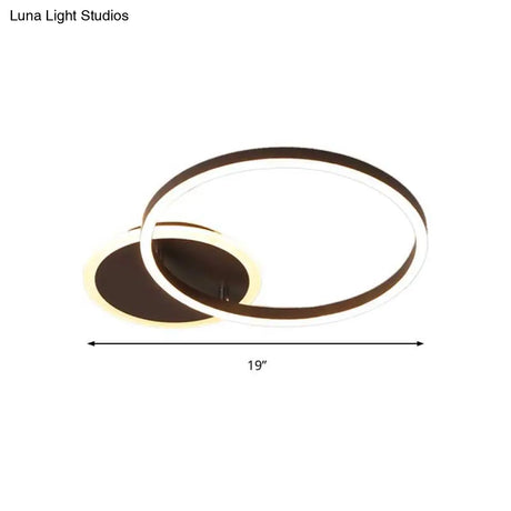 Postmodern Led Bedroom Ceiling Lamp With Black Hoop & Warm/White Light - 1/2/3 Heads Available