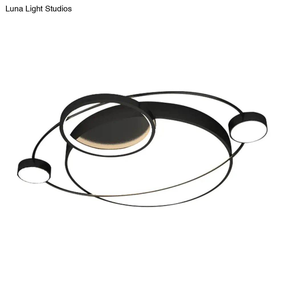 Postmodern Led Ceiling Flush Mount Light - Orbit - Shaped Metal Fixture For Bedrooms