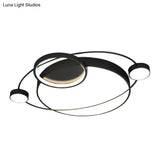 Postmodern Led Ceiling Flush Mount Light - Orbit - Shaped Metal Fixture For Bedrooms