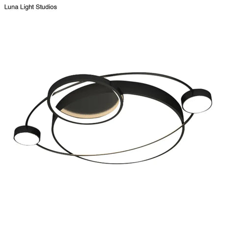 Postmodern Led Ceiling Flush Mount Light - Orbit - Shaped Metal Fixture For Bedrooms