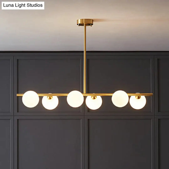 Postmodern Linear Island Lamp - Glass Pendant Light In Brass For Dining Room