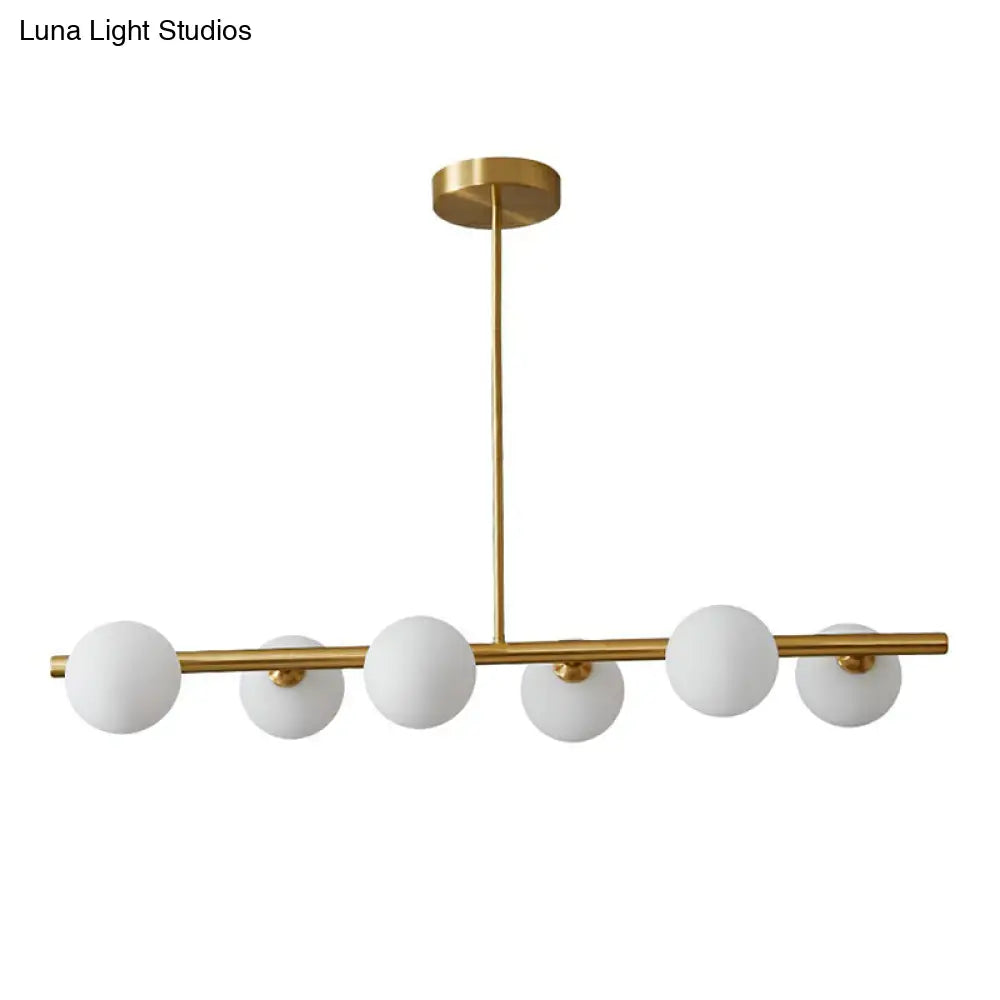 Postmodern Linear Island Lamp - Glass Pendant Light In Brass For Dining Room