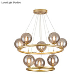 Postmodern Metal Chandelier With Ball Glass Shade