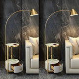 Postmodern Metal Fishing Rod Floor Lamp With Swivel Cone Shade And Marble Tray Cabinet Green