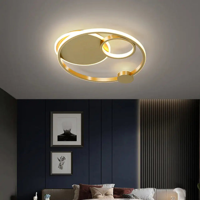 Postmodern Multi-Ring Metal Led Flush Mount Ceiling Lamp For Bedroom Light