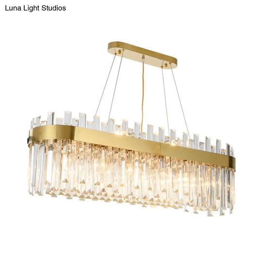 Postmodern Oval Island Lighting Fixture With Crystal Accents - 23 Head Ceiling Light