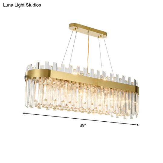 Postmodern Oval Island Lighting Fixture With Crystal Accents - 23 Head Ceiling Light