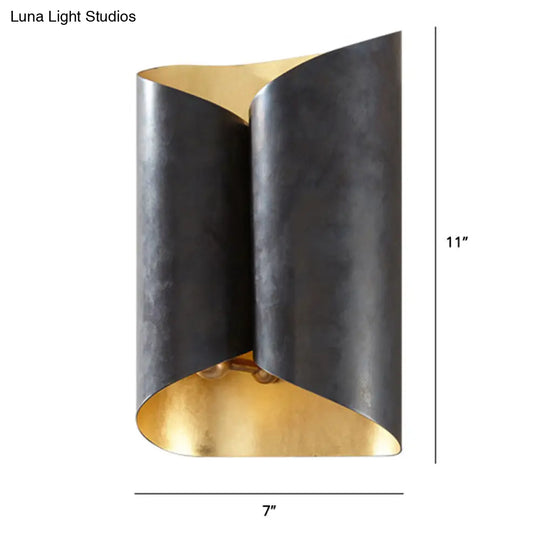 Postmodern Roll Shape Metal Wall Lamp Sconce - 2-Bulb Mount Light For Stairs