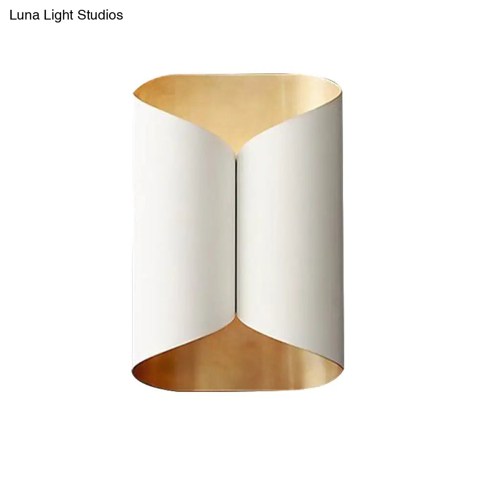 Postmodern Roll Shape Metal Wall Lamp Sconce - 2-Bulb Mount Light For Stairs