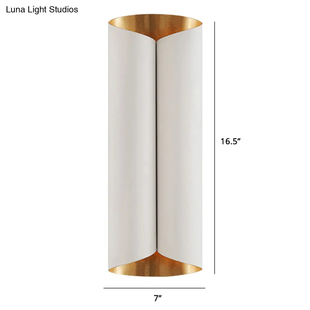 Postmodern Roll Shape Metal Wall Lamp Sconce - 2-Bulb Mount Light For Stairs
