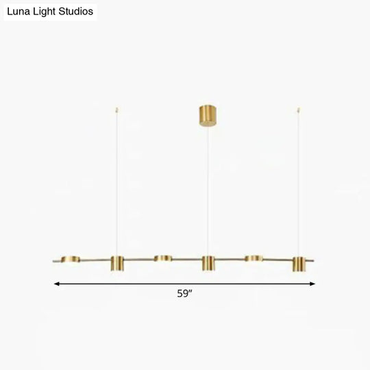 Postmodern Straight Bar Led Ceiling Light For Kitchen Island Stylish Metal Hanging Fixture 6 / Gold