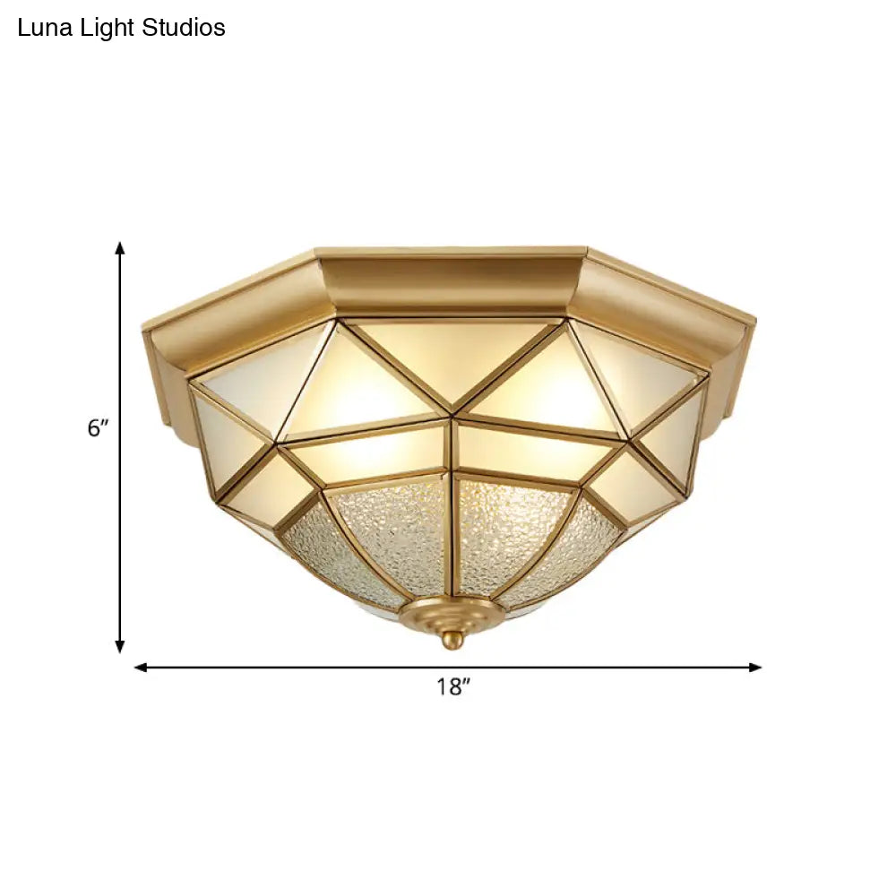 Prism Restaurant Flush Mount Light With Colonial Blown Opal Glass - 14/18 Sizes 3/4 Bulbs Brass