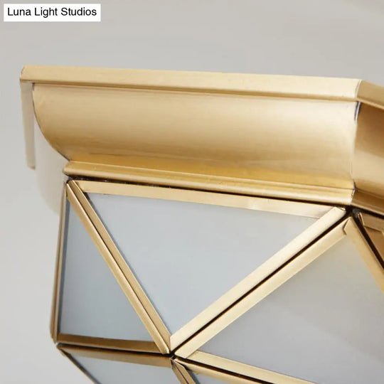 Prism Restaurant Flush Mount Light With Colonial Blown Opal Glass - 14/18 Sizes 3/4 Bulbs Brass