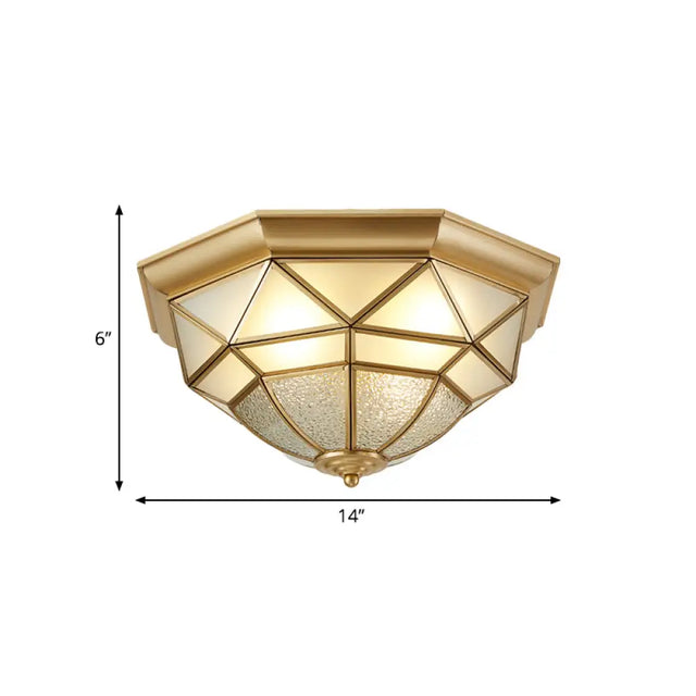 Prism Restaurant Flush Mount Light With Colonial Blown Opal Glass - 14/18 Sizes 3/4 Bulbs Brass