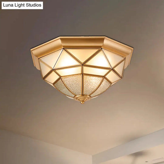 Prism Restaurant Flush Mount Light With Colonial Blown Opal Glass - 14/18 Sizes 3/4 Bulbs Brass