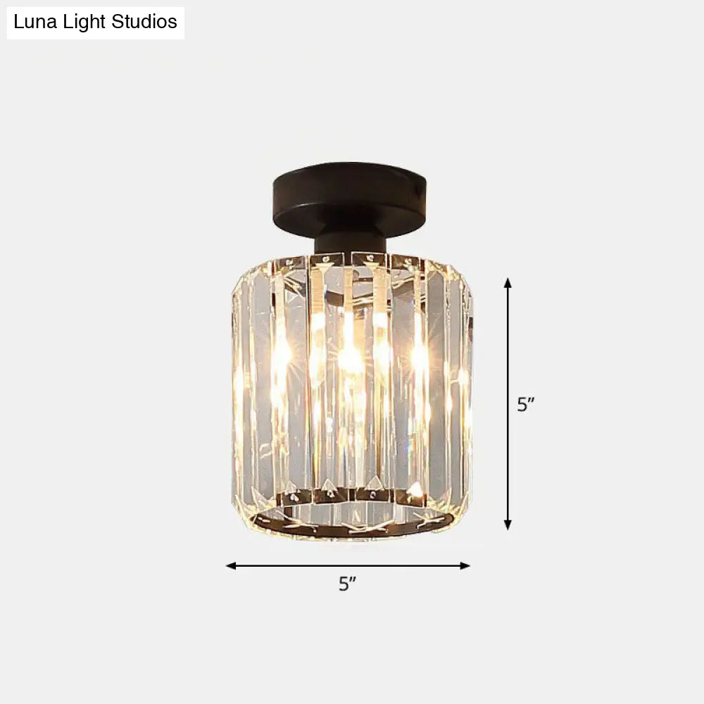 Prismatic Crystal Geometric Flush Mount Ceiling Light - Postmodern Style Black / Round