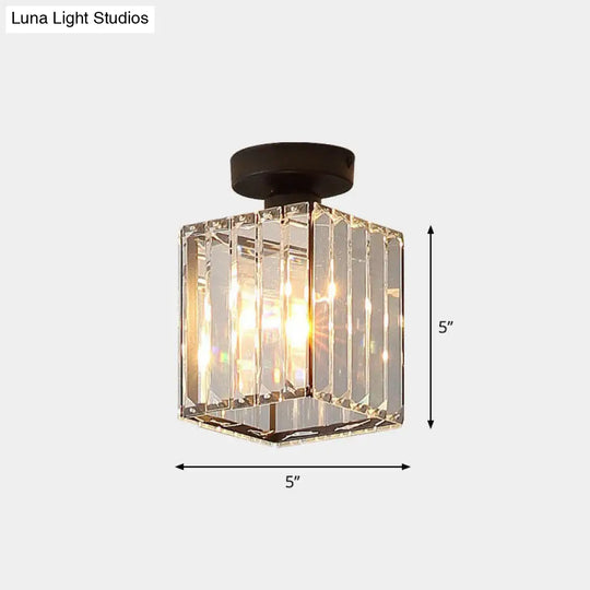 Prismatic Crystal Geometric Flush Mount Ceiling Light - Postmodern Style Black / Square Plate