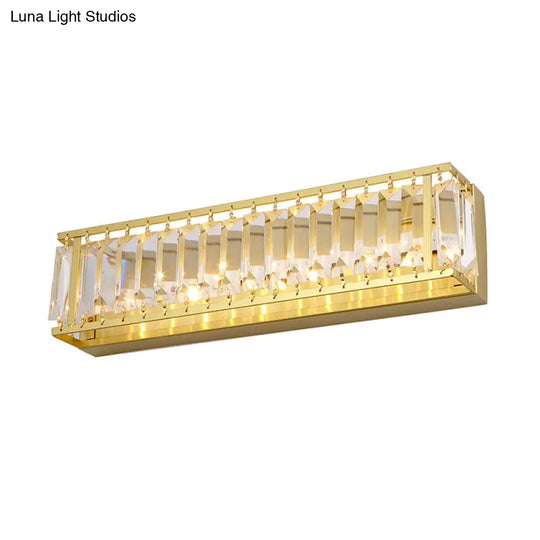 Prismatic Crystal Led Rectangle Vanity Sconce - Minimalist Black/Gold Bathroom Wall Light