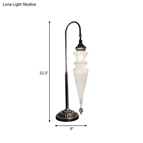 Prismatic Glass Bronze Nightstand Lamp - Art Deco Gourd/Fish Bedroom Night Light