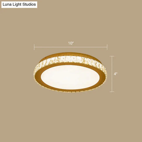 Prismatic K9 Crystal Ceiling Light: Elegant White Flush Mount Led For Bedroom