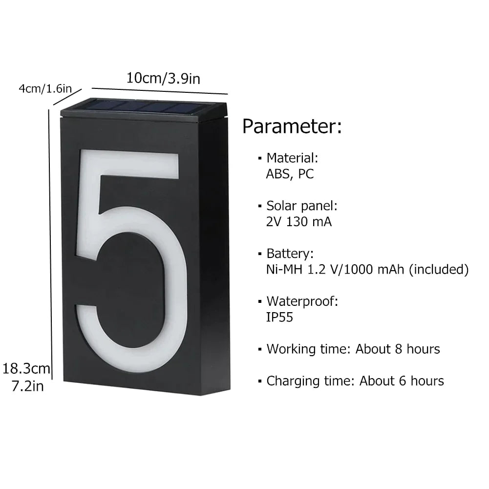 Outdoor Lighting Porch Lights House Number Solar Led Light 6 Led Illumination Doorplate Lamp With