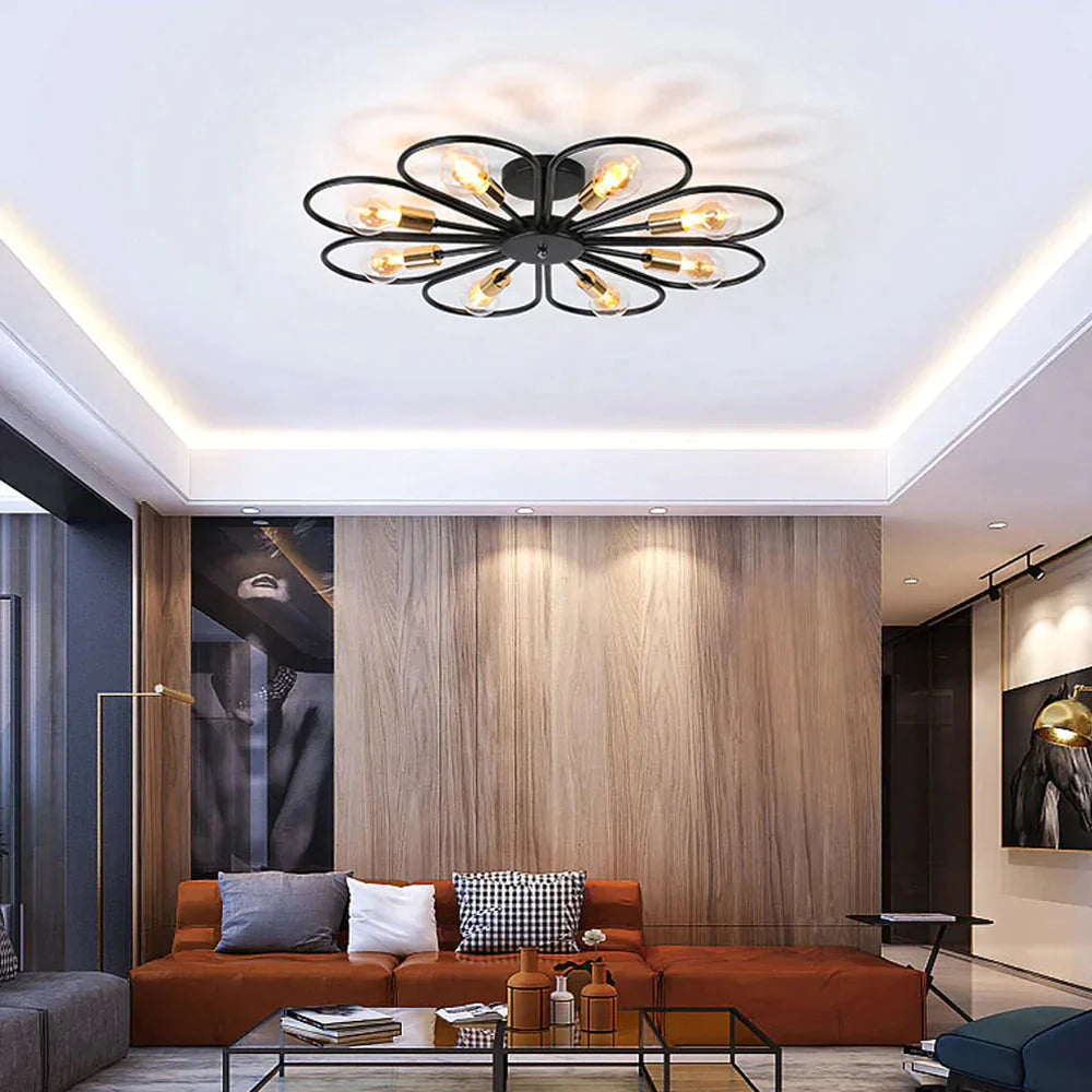 Vintage Industrial Rustic Flush Mount Ceiling Light Metal Lamp Fixture American-Style Village Style