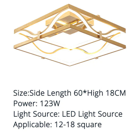 Led Ceiling Lights Gold Body Round/Square For Bedroom Support Remote Control Led Lamps